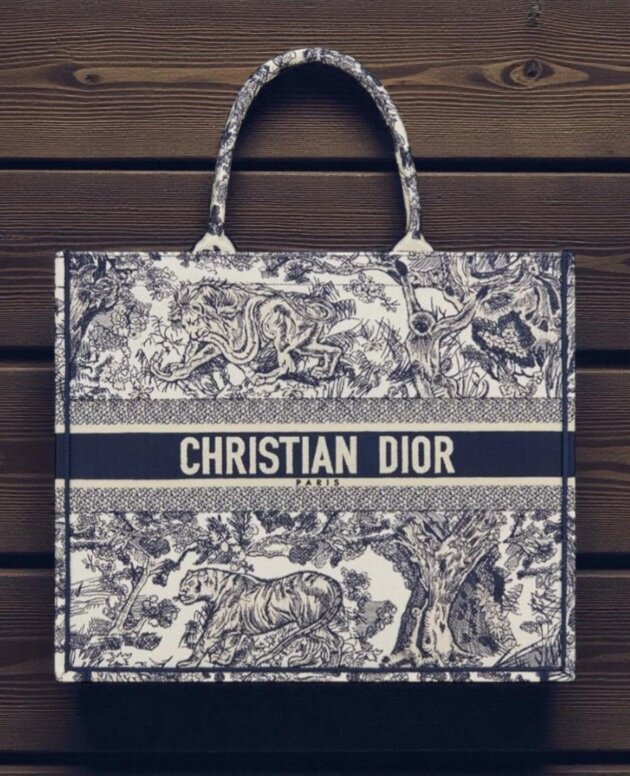 Navy Toile de Jouy Book Tote