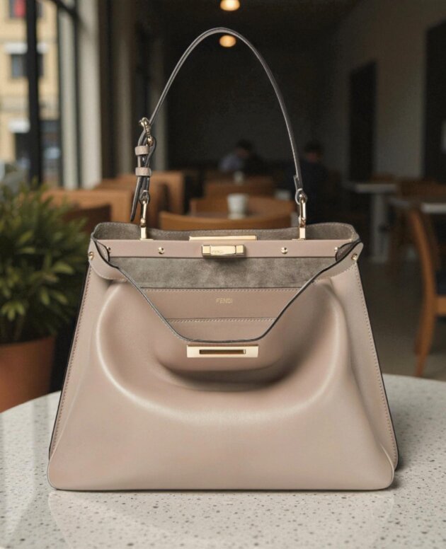 Beige Peekaboo Handbag