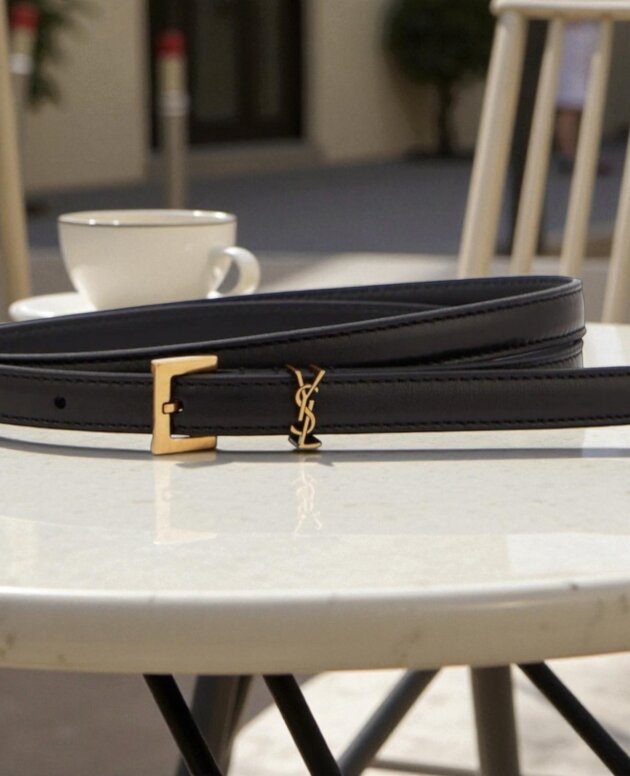 Saint Laurent YSL Monogram Leather Belt